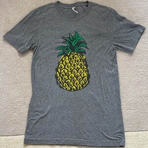 Gray Graphic T-Shirt with Pineapple Design